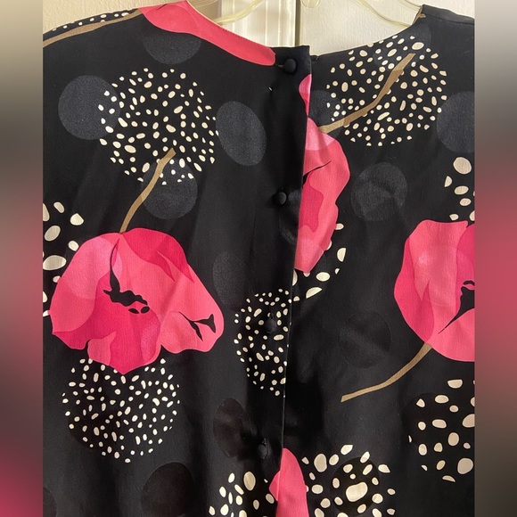 Saint Romei Vintage 80s‎ Floral Silk Midi Dress Large - Picture 7 of 8